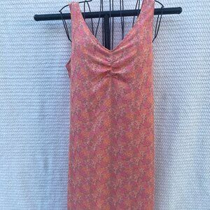 Vintage-Inspired Pink Floral Sleeveless Midi Dress - Size M